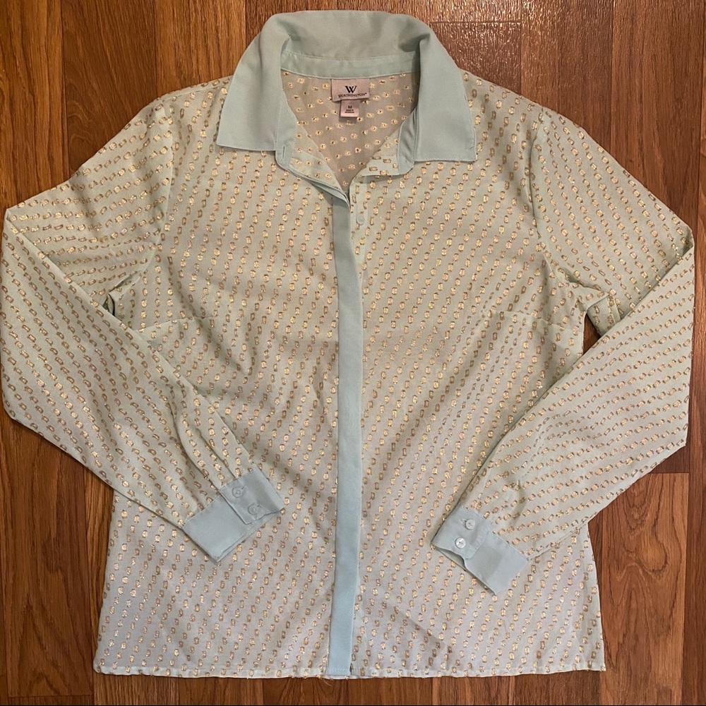 Mint and Gold Worthington Blouse